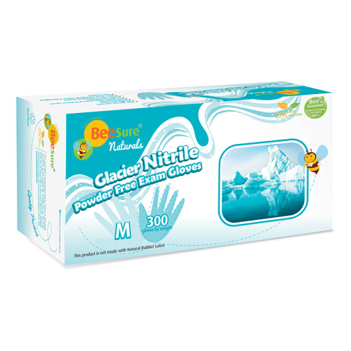 KNK - BeeSure Glacier Naturals Powder Free Nitrile Exam Glove - X-Small KNK - BeeSure Glacier Naturals Powder Free Nitrile Exam Glove - X-Small