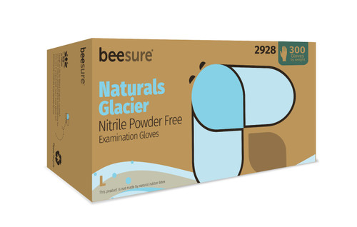 BeeSure Glacier Naturals Nitrile Exam Glove (L) 300Bx