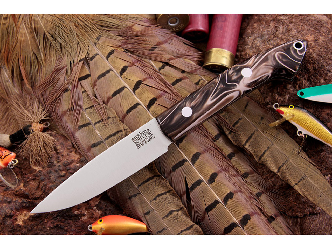 Bark River Knives Bird & Trout CPM S35VN Steel Fixed Blade Knife w/ Desert Camo Kirinite Handle