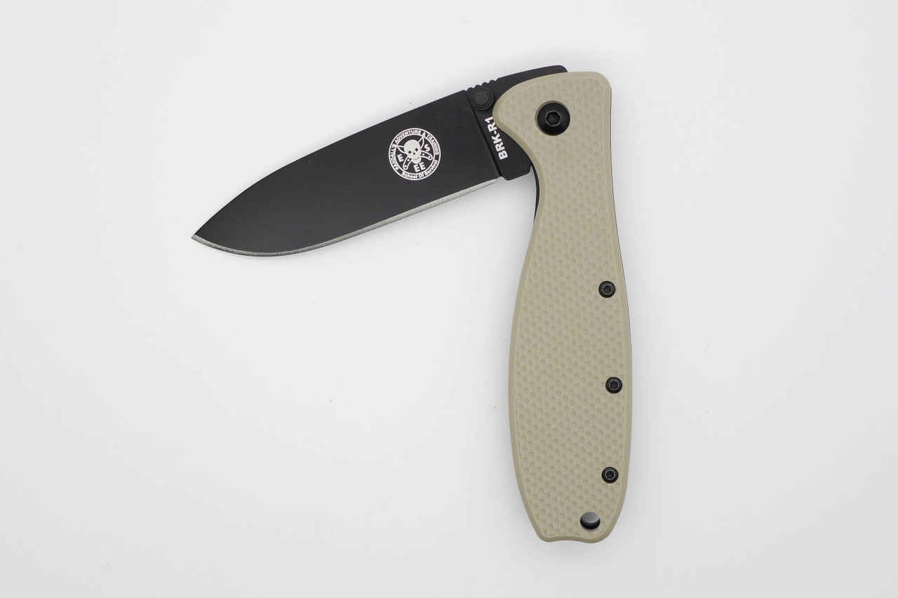 ESEE Knives/BRK: Zancudo Folding Desert Tan FRN Stainless Steel Handle - Black
