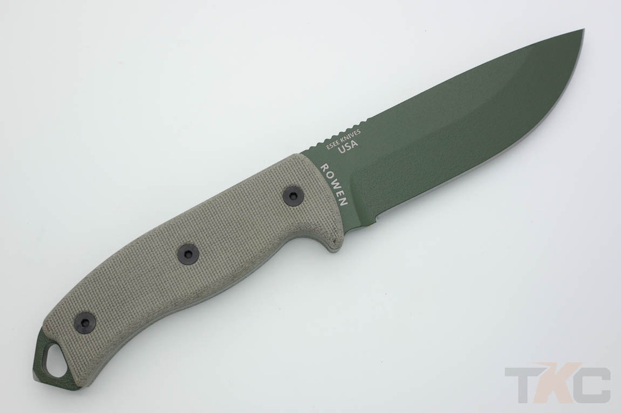 ESEE-5P (Glass Breaker) Black Plain Edge Fixed Blade w/ Green