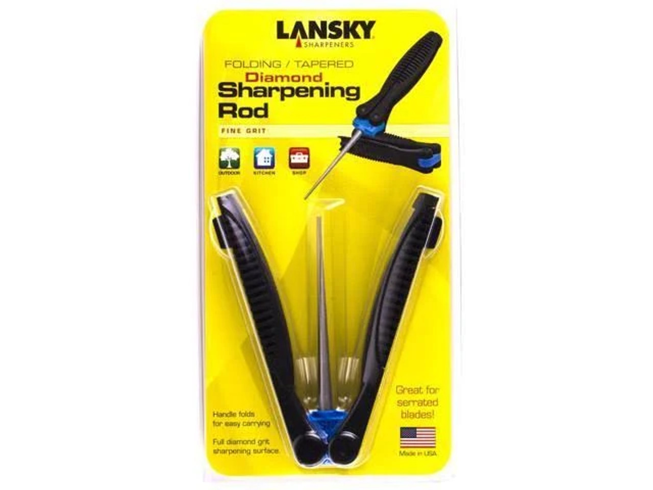 Lansky Sharpeners: TR-600 Folding Tapered Diamond Sharpening Rod - Fine  Grit (For Serrated Blades)