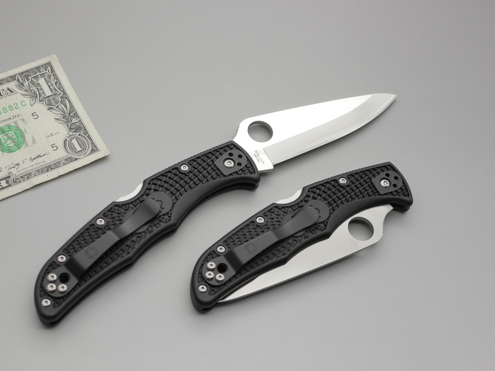 Spyderco Knives Endura 4 (Saber Grind) Folding Pocket Knife w/ Black