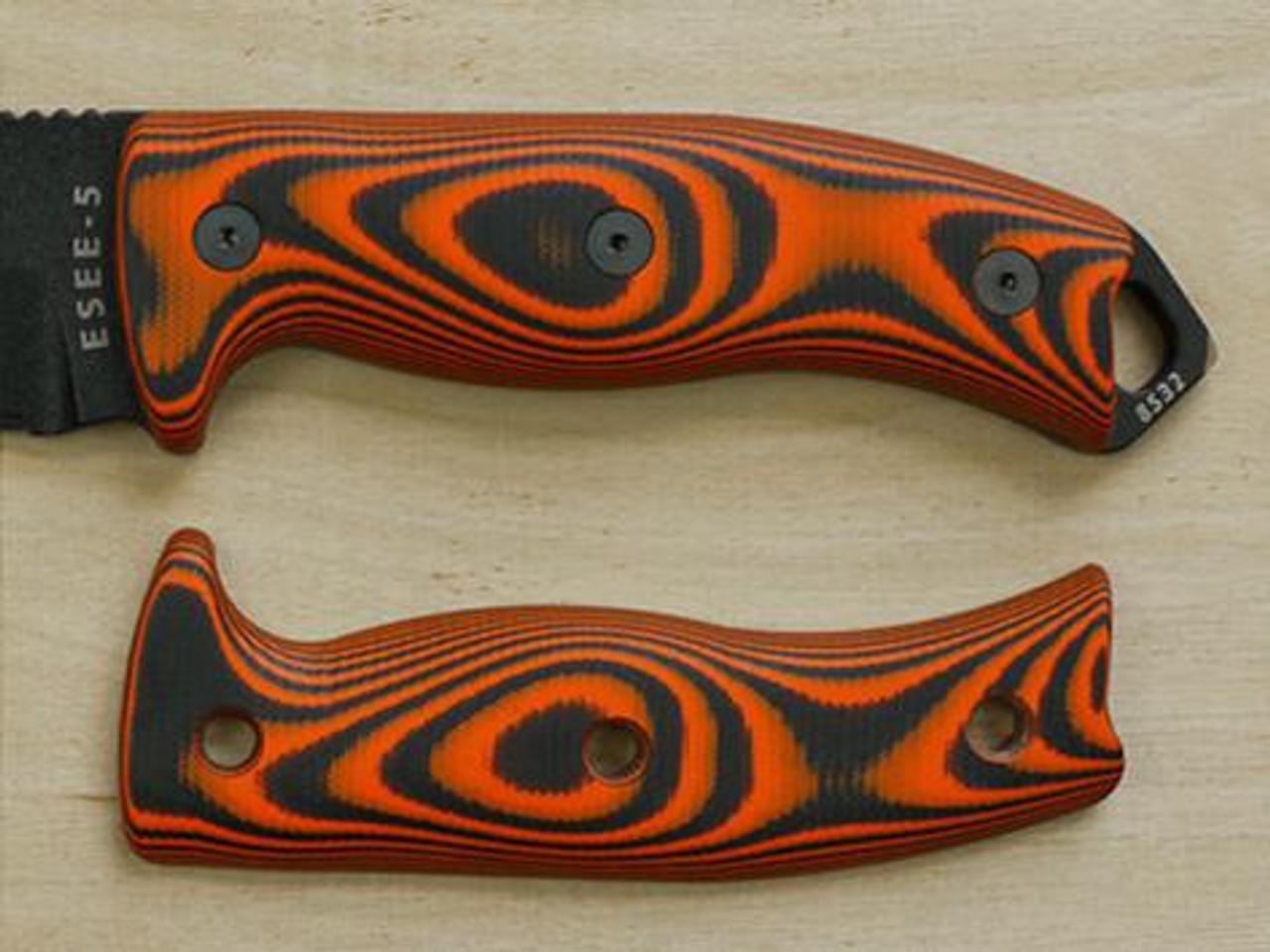 柔らかい TKC G10 Handle for ESEE 5/6 - Tigerstripe, 2X2 ハンティングナイフ、狩猟刀