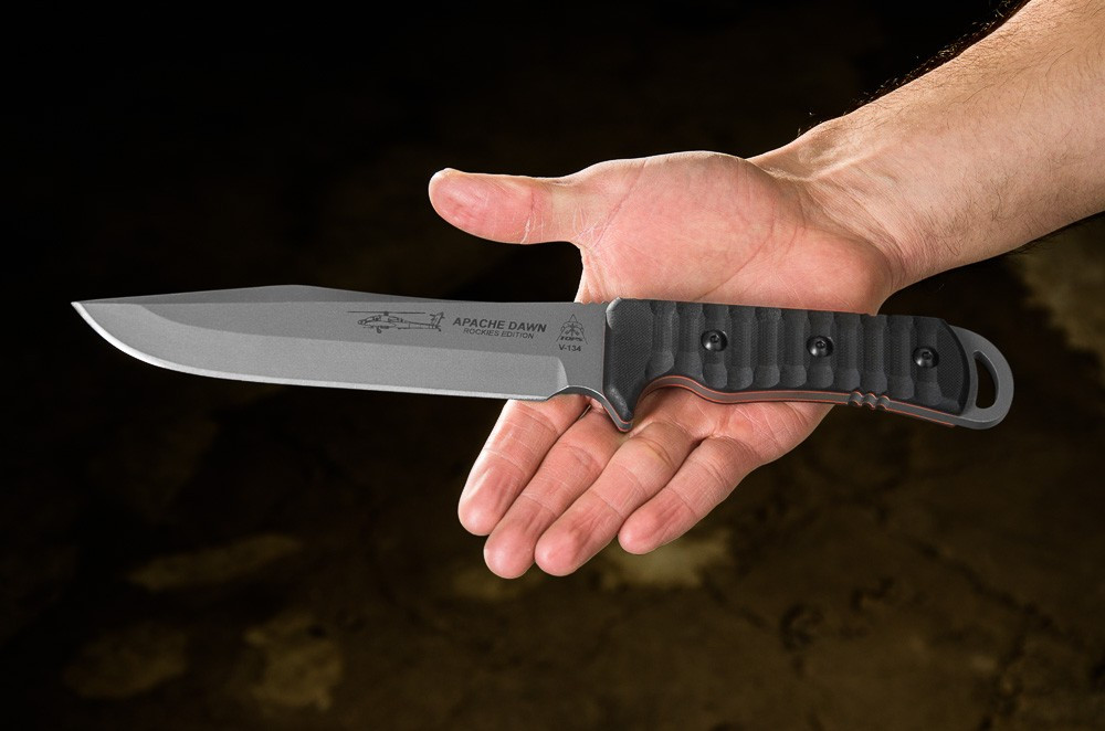TOPS Knives Apache Dawn Rockies Edition - Black G10 Handle w/ Red