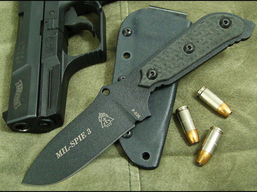 TOPS Knives, MIL-SPIE 3 Fixed Blade Tactical Knife w/ Black