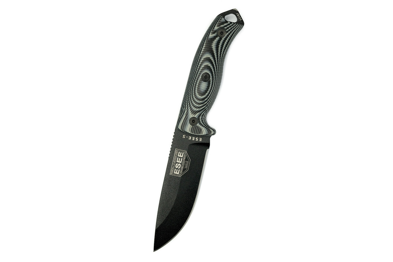 Esee Knives 5 5pb 002 1095 Carbon Steel Black Blade Gray And Black G10 3d Handle
