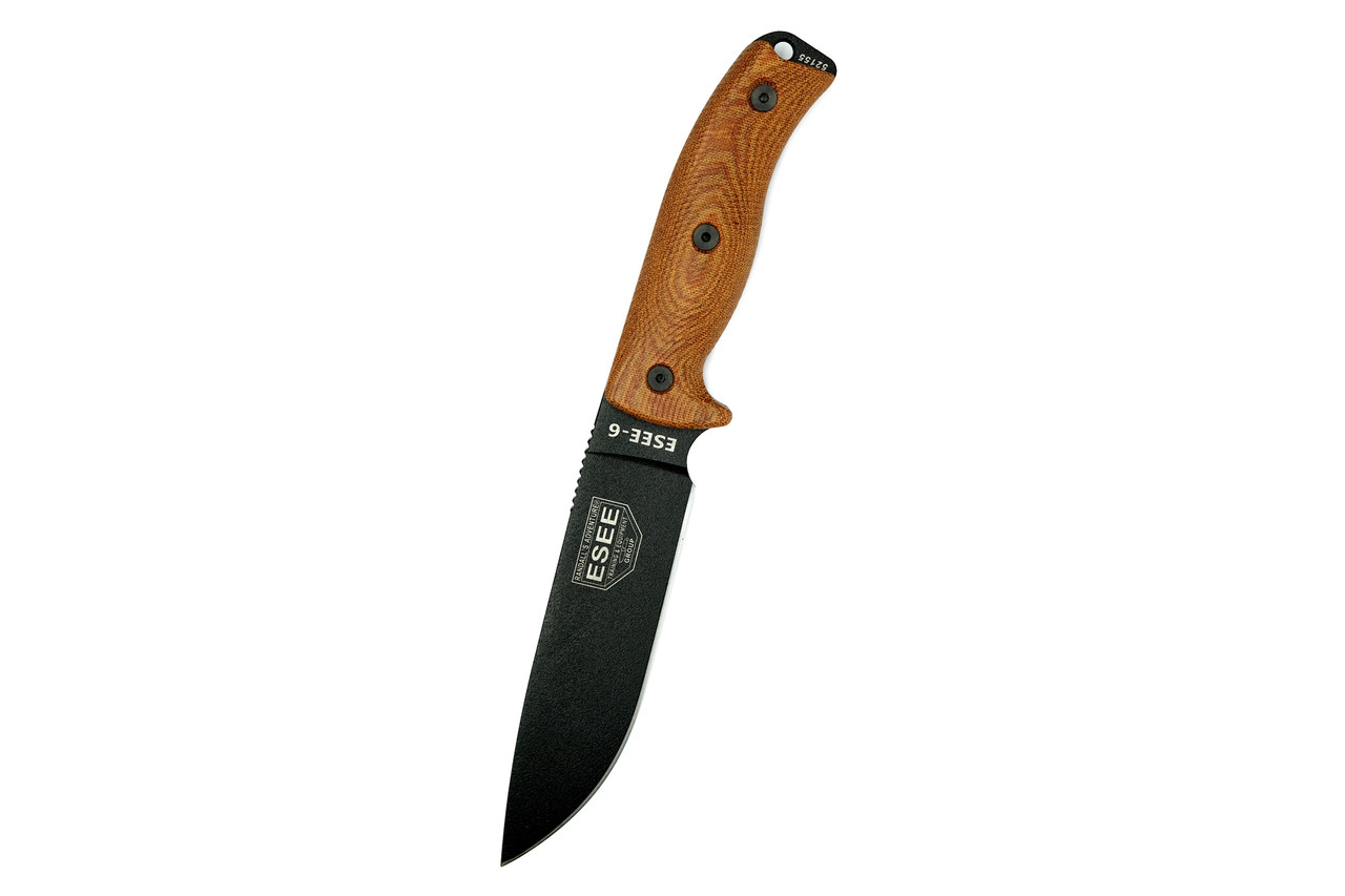 ESEE Knives 6 - 6PB-011 - 1095 Carbon Steel Black Blade - Natural