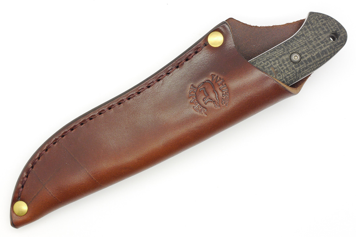 White River Knives Hunter Black Burlap Micarta Handle