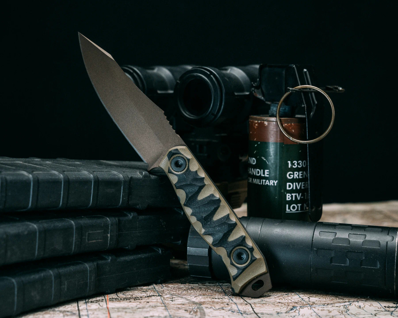 Half Face Blades - Field Knife Jr - Black & OD Green G10, Midnight