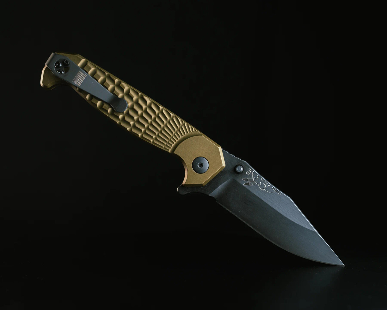 Half Face Blades - Crow Folder- Anodized OD Green Handle, Black