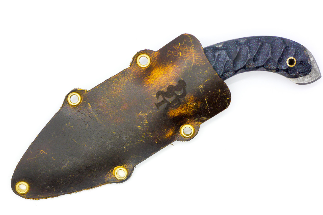 Bone River Co. - Zero - 80CrV2 Steel W/ Black Sculpted Gator Skin