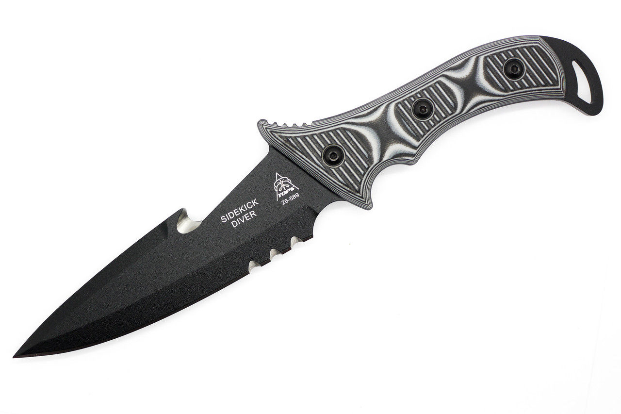TOPS Knives - Sidekick Diver - Black Traction Coated N690co Steel