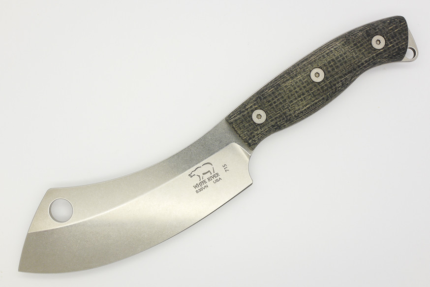 White River Knives Camp Cleaver Black Burlap Micarta Handle