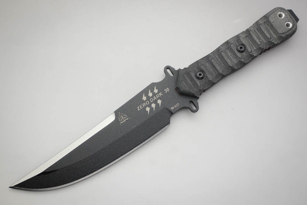 TOPS Knives ZERO DARK 30, Zero30 Black Traction Coated Blade Rocky