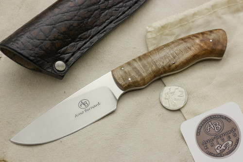 Arno Bernard Knives - Grazer Series - Custom Zebra Fixed Blade Knife w/ Maple Burl Handle - 1
