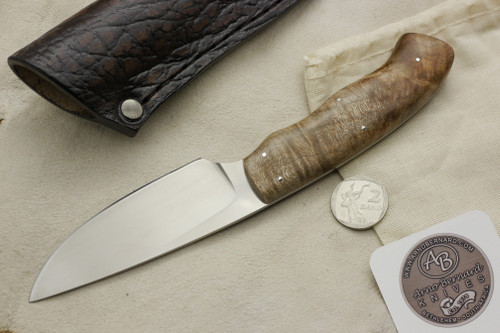 Arno Bernard Knives - Grazer Series - Custom Zebra Fixed Blade Knife w/ Maple Burl Handle - 1