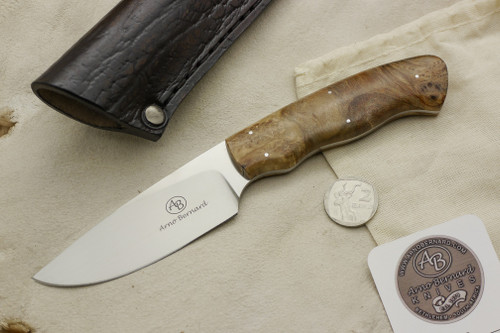 Arno Bernard Knives - Grazer Series - Custom Zebra Fixed Blade Knife w/ Maple Burl Handle - 2