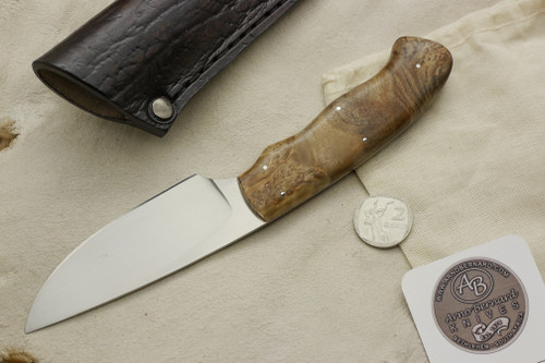 Arno Bernard Knives - Grazer Series - Custom Zebra Fixed Blade Knife w/ Maple Burl Handle - 2