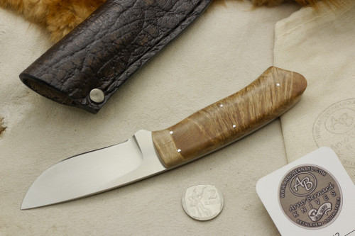 Arno Bernard Knives - Scavenger Series - Custom Wolverine Fixed Blade Knife w/ Maple Burl Handle - 2