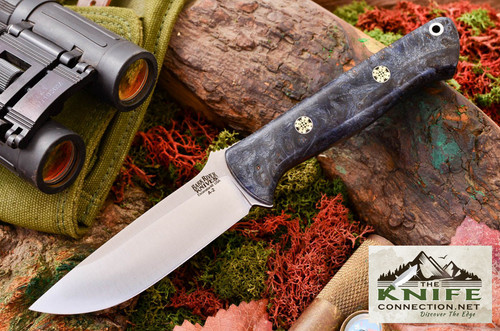 Bark River Knives - Bravo-1 - A2 Steel - Deep Blue Elder Burl Handle - Mosaic Pins