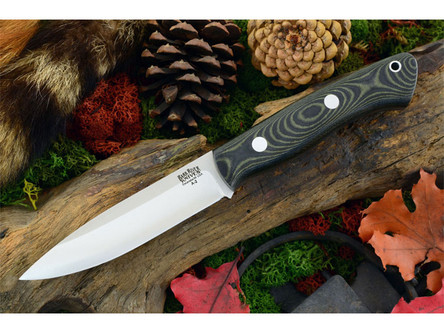 Bark River Knives: Aurora, A2 Steel, Fixed Blade Knife w/ Green & Black Linen Micarta Handle