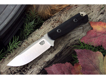 Bark River Knives: Bravo Necker 2, CPM 3V, Fixed Blade Knife w/ Black Canvas Micarta Handle