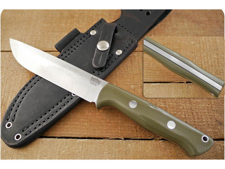 Bark River Knives: Bravo-1.5 CPM 3V Steel (Rampless) Fixed Blade Knife w/ Ranger Green G10 Handle & Black Liners