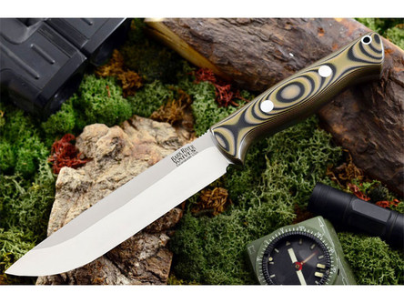 Bark River Knives: Bravo-1.5 Rampless Field (With Thumb Grooves) A2 Steel Fixed Blade Knife w/ M - Cam G10 Handle
