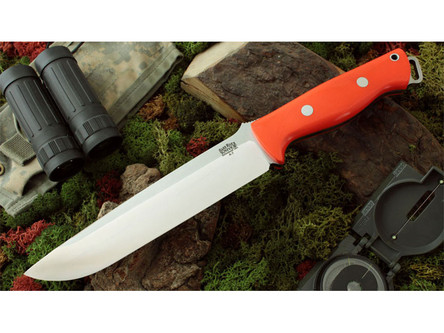 Bark River Knives: Bravo-2, A2 Steel, Fixed Blade Knife w/ Blaze Orange G10 Handle