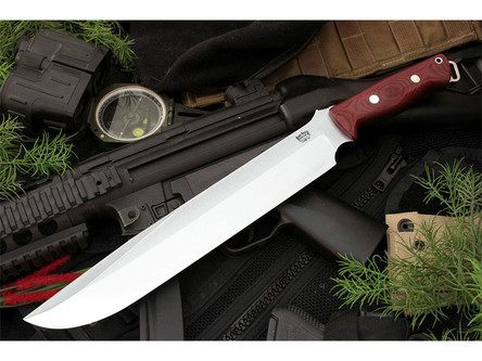 Bark River Knives: Bravo-III (3) CPM 3V Steel, Fixed Blade Knife w/ Burgundy Canvas Micarta Handle