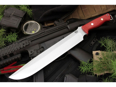 Bark River Knives: Bravo-III (3) CPM 3V Steel, Fixed Blade Knife w/ Red Linen Micarta Handle