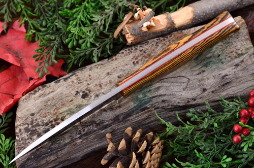 Bark River Knives: Bush Seax Fixed Blade Knife w/ Bocote Handle & Red Liners