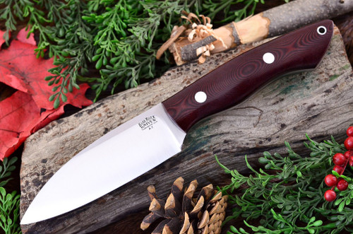 Bark River Knives: Bush Seax Fixed Blade Knife w/ Maroon Linen Micarta Handle