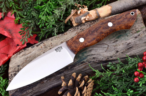Bark River Knives: Bush Seax Fixed Blade Knife w/ Thuya Burl Handle