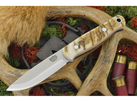 Bark River Knives: Bushcrafter (Jimped Spine) Fixed Blade Knife w/ Sheep Horn Handle - 1