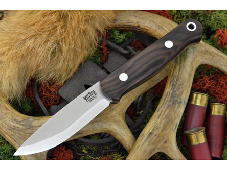 Bark River Knives: Bushcrafter (Smooth Spine) Fixed Blade Knife w/ Macasser Ebony Handle