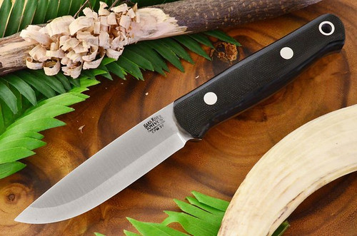 Bark River Knives: Bushcrafter II (2) Fixed Blade Knife w/ Black Canvas Micarta Handle