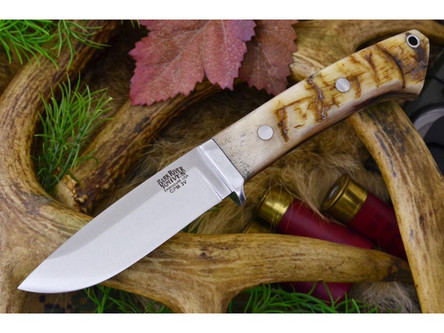 Bark River Knives: Classic Drop Point Hunter, CPM 3V, Fixed Blade Fixed Blade Knife w/ Sheep Horn Handle - 1