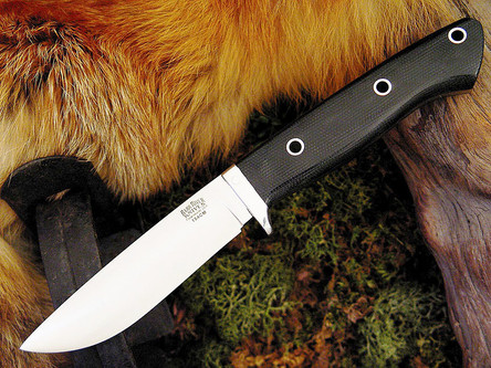 Bark River Knives: Classic Lite Hunter Fixed Blade Knife w/ Black Canvas Micarta Handle & Hollow Pins