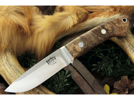 Bark River Knives: Featherweight Hunter, ELMAX Steel, Fixed Blade Knife w/ Australian Gum Burl Handle