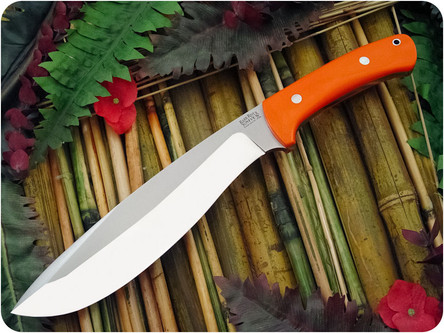 Bark River Knives: Grasso Bolo-II Fixed Blade Knife w/ Blaze Orange G10 Handle