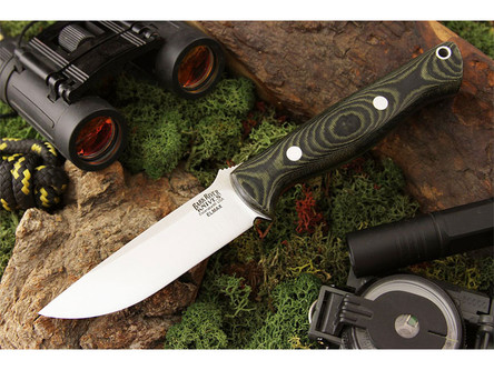 Bark River Knives: Gunny Elmax Stainless Steel Fixed Blade Knife w/ Black & Green Linen Micarta Handle