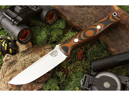 Bark River Knives: Gunny Elmax Stainless Steel Fixed Blade Knife w/ Tigerstripe G10 Handle
