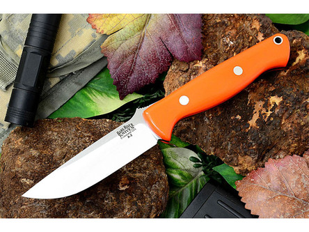 Bark River Knives: Gunny Fixed Blade Knife w/ Blaze Orange G10 Handle