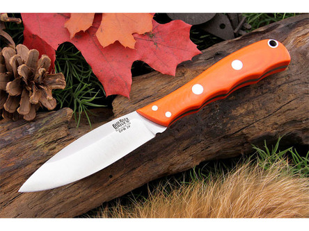 Bark River Knives: Lil' Canadian 3V Steel Fixed Blade Knife w/ Blaze Orange G10 Handle