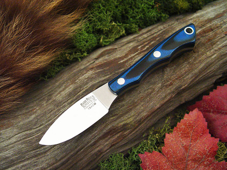 Bark River Knives: Micro-Canadian II (154 CM Stainless Steel) Fixed Blade Knife w/ Blue & Black G10 Handle