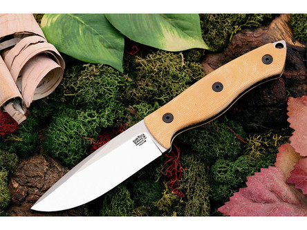 Bark River Knives: STS-4 Fixed Blade Knife w/ Natural Canvas Micarta Handle (Matte Finish) & Satin Blade - SAVE BIG!