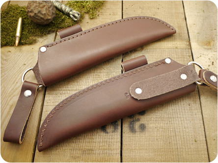 Battle Horse Knives #06 Pouch Style Dangler Sheath w/ Firesteel Loop, Left Hand - Dark Brown