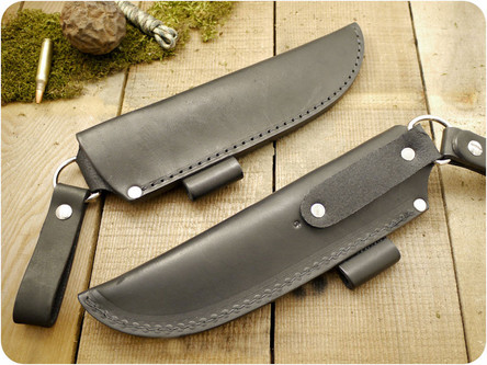 Battle Horse Knives #06 Pouch Style Dangler Sheath w/ Firesteel Loop, Right Hand - Black